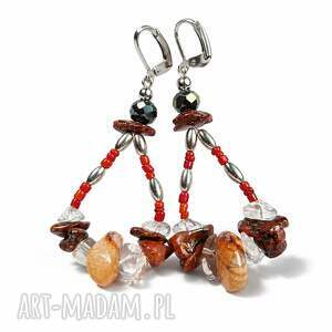 Klipsy z minerałami boho - ręcznie robiona biżuteria