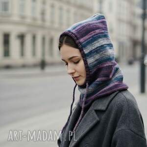 Balaclava oversize kominiarka kaptur zamiast czapki handmade