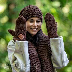 “Brąz”, merino, rękawiczki z jedwabiem