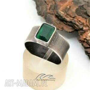 rezerwacja pierścionek z zielonym agatem, srebro postarzane srebrana biżuteria