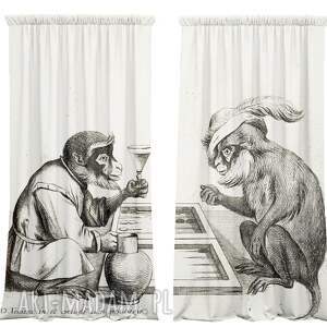 komplet zasłon artystycznych małpki, zasłony do sypialni z nadrukiem