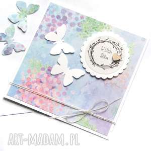 kartka ślubna handmade motyle watercolors