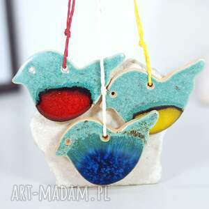 Kolorowe - ozdoby wiszące, ceramiczne ptaszki