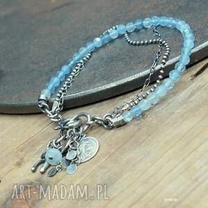 bransoletka 018, akwamaryn, minimalistyczna biżuteria