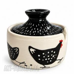 Ceramiczna cukierniczka z kurkami - rękodzieło z pokrywką