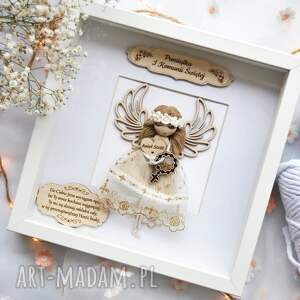 pamiątka i komunii - aniołek w gablotce anioł ramce na komunię