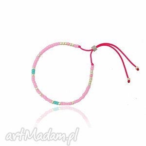 handmade bransoletka minimal - pink and turquise