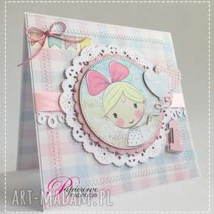 handmade scrapbooking kartki kartka urodzinowa na roczek dla dziewczynki #1