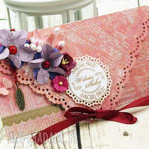 kopertówka ślubna - malinowe lato, kartka wesele, prezent