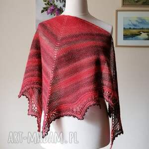 ręcznie na drutach koralem miła, lekka chusta 100 wełny rękodzieło