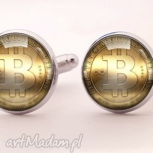 handmade spinki do mankietów bitcoin - spinki do mankietów