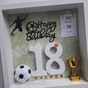 Ramka z okazji urodzin 18,20,30,40,50 mężczyzna piłka nożna, piłkarz