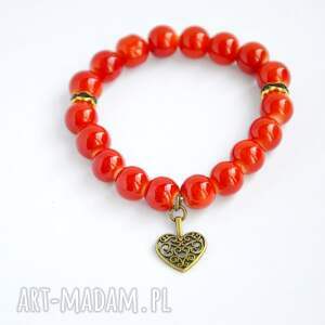 handmade bracelet by sis: ażurowe serce w czerwonych koralach