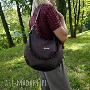torebka typu hobo gorzka czekolada - welur dla kobiety