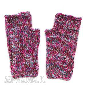 Lidia - kolorowe bezszwowe mitenki rękawiczki bez palców z małym