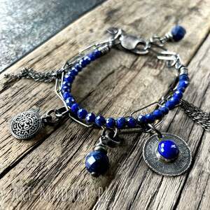 oksydowana bransoletka z lapis lazuli w stylu boho