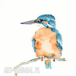 Prezent Oryginalna. Zimorodek akwarela, obraz, ptaki