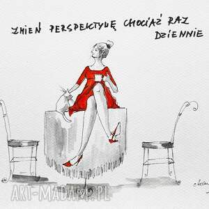 zmień perspektywę praca akwarelami oraz piórkiem artystki adriany laube kobieta