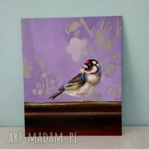 ptak z perłą obraz ptaki obrazy, malarstwo temperowe