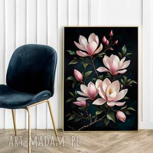 plakaty plakat botaniczny kwiaty magnolia kobiecy - format 50x70 cm