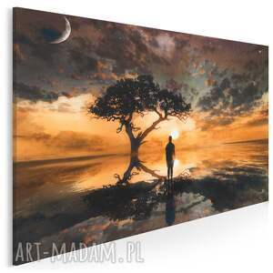 obraz na płótnie - pejzaż zachód słońca inspirujący 70x50 cm 23501