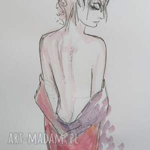 Letni poranek - autorska grafika A4 w technice mieszanej