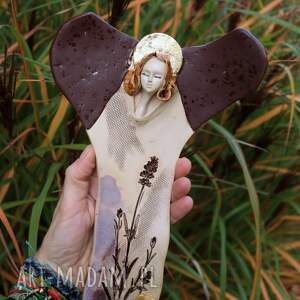 anioł z lawendą, aniołek ścianę chrzest, komunia, ślub, pod choinkę