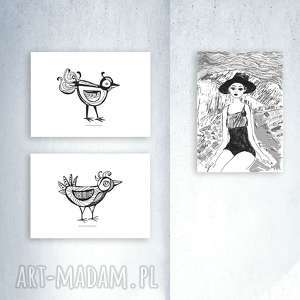 3 plakaty A4, zestaw grafik biało-czarnych, skandynawski styl, ładne