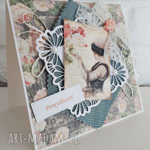 kartka urodzinowo/imieninowa, vintage, życzenia scrapbooking kartki