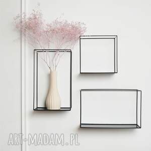 zestaw metalowych półek czarny - moduł kwietniki, loftowy styl minimalizm