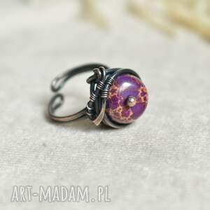 violet - pierścionek z jaspisem fioletowym prezent dla niej, mamy