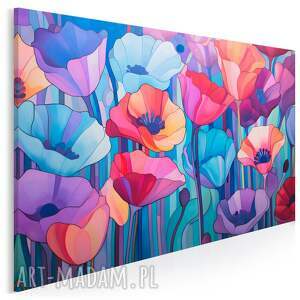 obraz do salonu - kolorowe kwiaty abstrakcja florystyczna 70x50 cm 108801