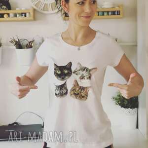 hand made koszulki koszulka ręcznie malowana - portret kota ze zdjęcia