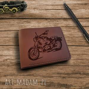 prezent dla motocyklisty, miłośnika motocykli portfel męski skórzany z grawerem