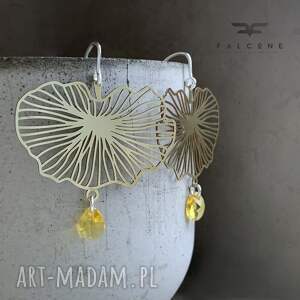 Kolczyki Water Lily dzu, kryształy swarovskiego, srebrne bigle