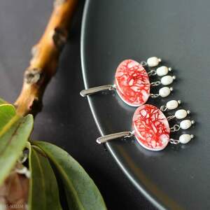 bioevgenika jewelry czerwone kolczyki z mchem biżuteria artystyczna natura las