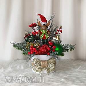 pomysł na prezenty świąteczne mały stroik z reniferem