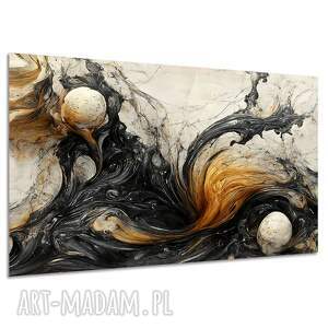 Obraz abstrakcyjny czarno-beżowy na płótnie 120x80 cm
