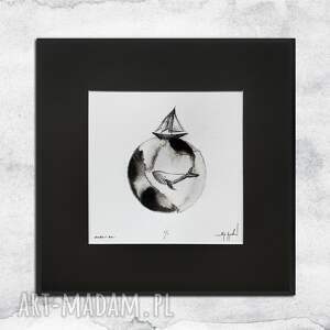 unikat - oprawiona w ramę akwarela łódka 4 dekoracja na ścianę obraz ręcznie