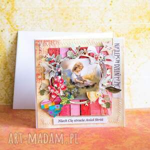 ręczne wykonanie scrapbooking kartki rustykalna kartka - niech cię strzeże anioł