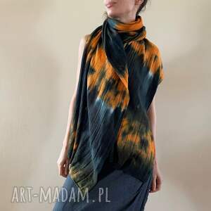 ręcznie zrobione szaliki szal wełniany black&orange