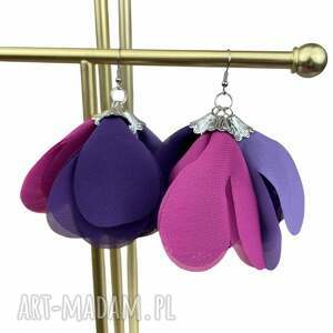 Szyfonowe kwiaty na wiosnę 402, fioletowe kolczyki