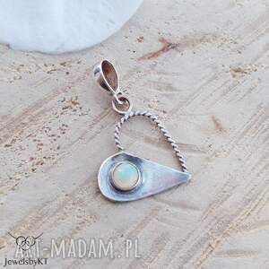 jewelsbykt opalowe serduszko - wisior srebrna zawieszka serce