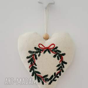 pomysł jaki prezent pod choinkę SERCE ZAWIESZKA Z HAFTEM