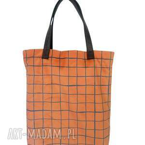 torba mr m pop pomarańczowa - uszy skóra naturalna, shopper bag
