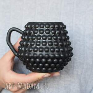 handmade kubki kubek ceramiczny bąbelki czarny mat 350ml