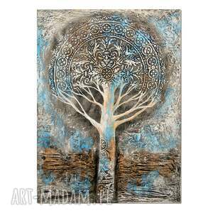 fairy tree 9, obraz ręcznie malowany drzewo, mandala