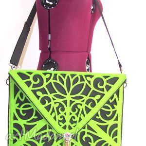 handmade torba na laptopa "cut out bag" zielona