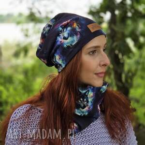 Prezent Czapka granatowa w wilki bawełna, wilk