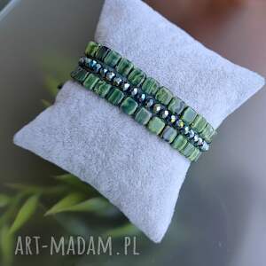 bransoletka zestaw zielonych bransoletek 3, bransoletki sznurek sznur, makrama